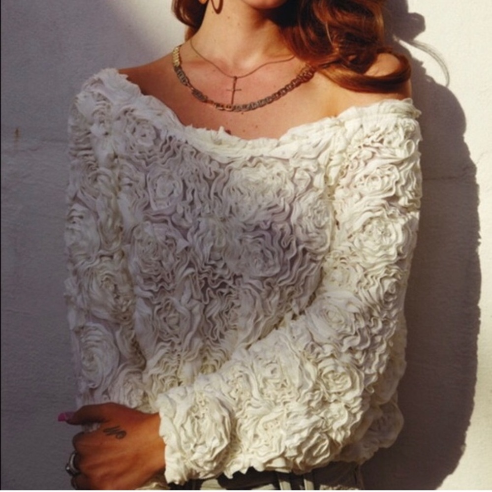 American apparel white rose top one size